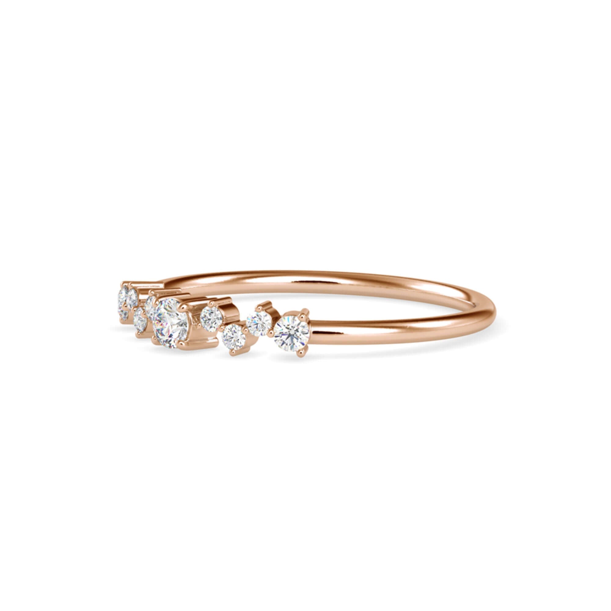 Round Brilliant Cut Lab-Grown Diamond Cluster Stackable Ring in Rose Gold