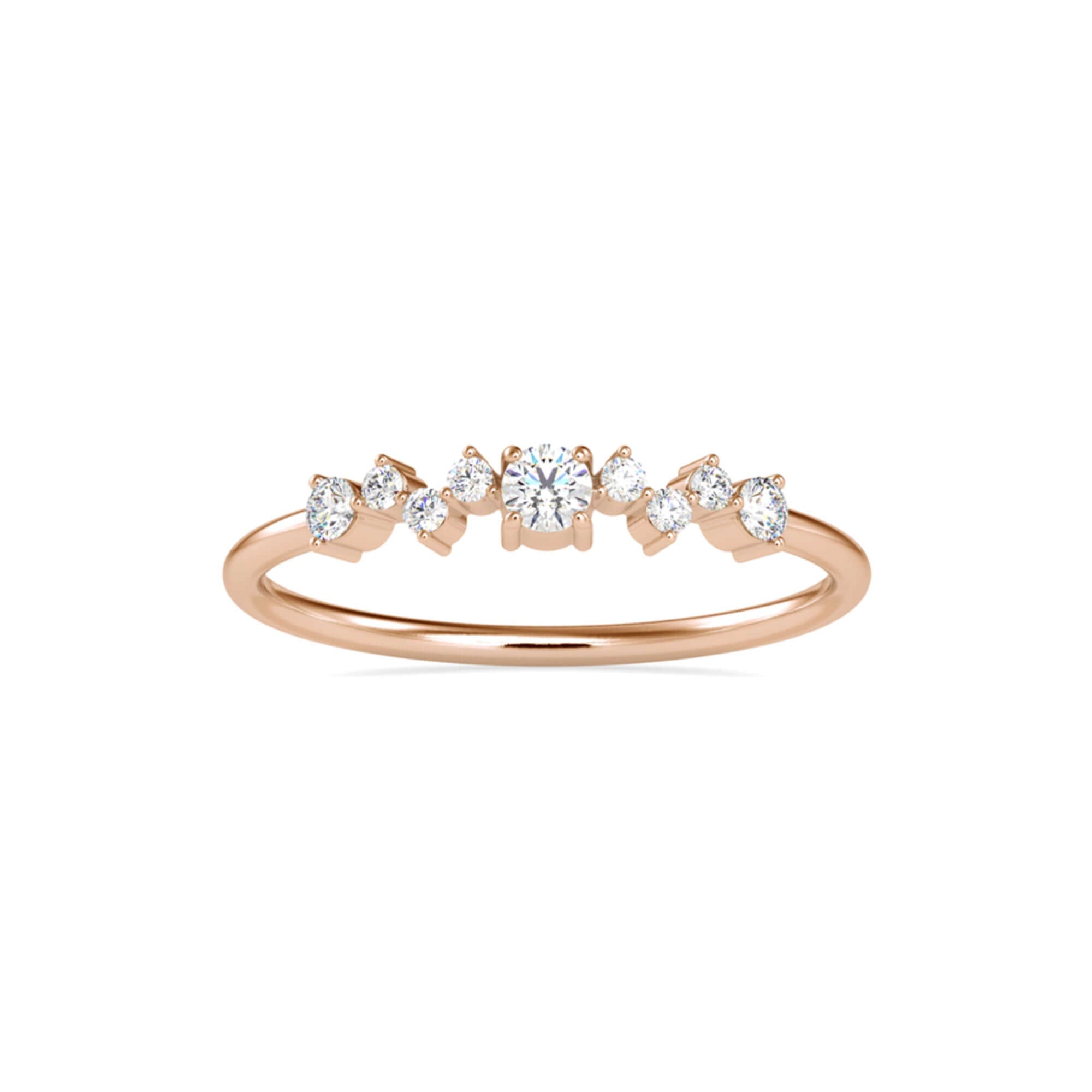 Round Brilliant Cut Lab-Grown Diamond Cluster Stackable Ring in Rose Gold