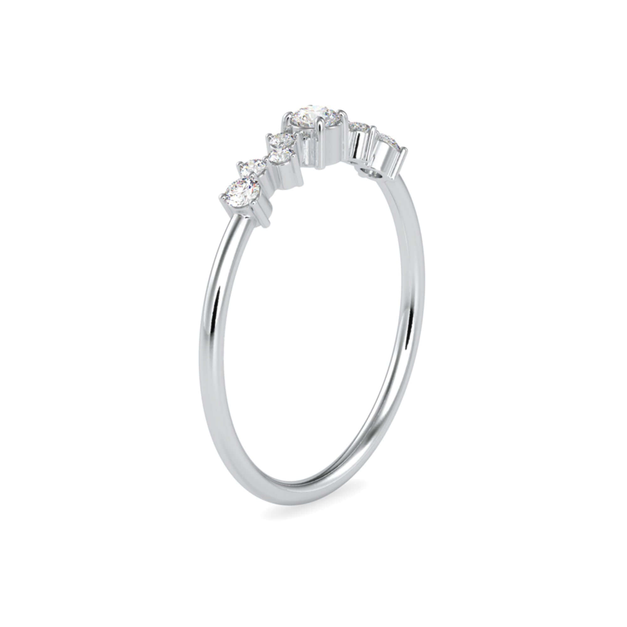 Round Brilliant Cut Lab-Grown Diamond Cluster Stackable Ring in White Gold