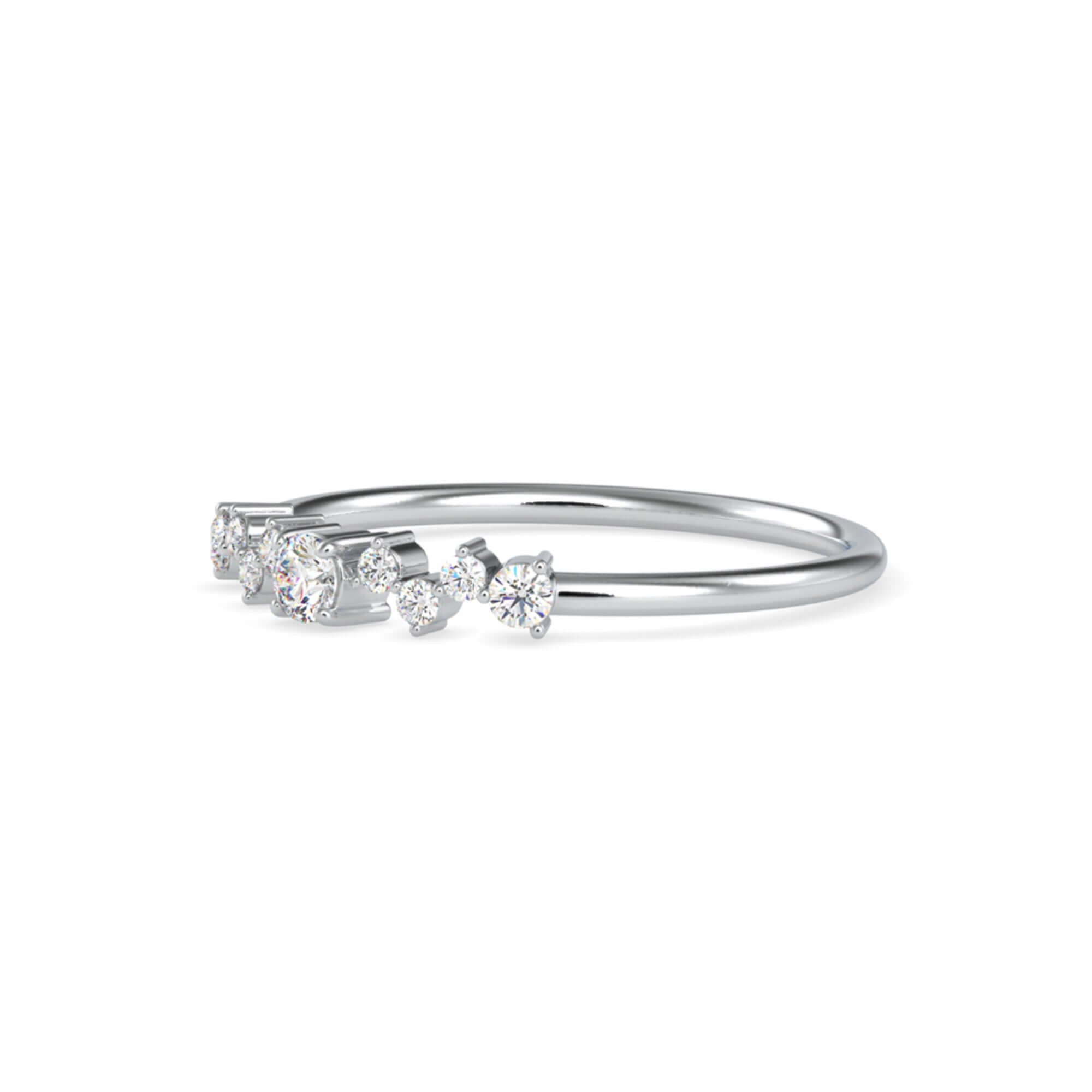 Round Brilliant Cut Lab-Grown Diamond Cluster Stackable Ring in White Gold