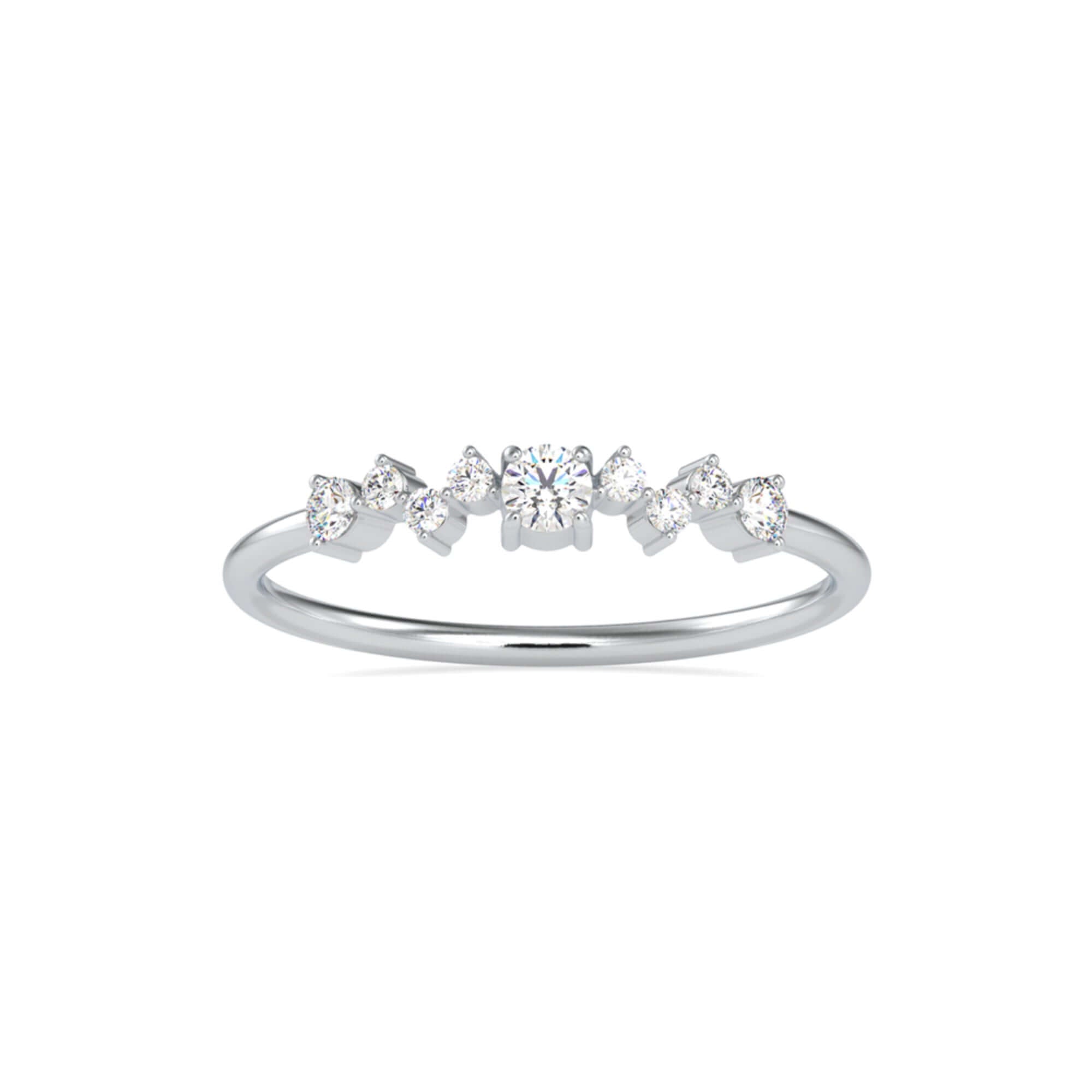 Round Brilliant Cut Lab-Grown Diamond Cluster Stackable Ring in White Gold