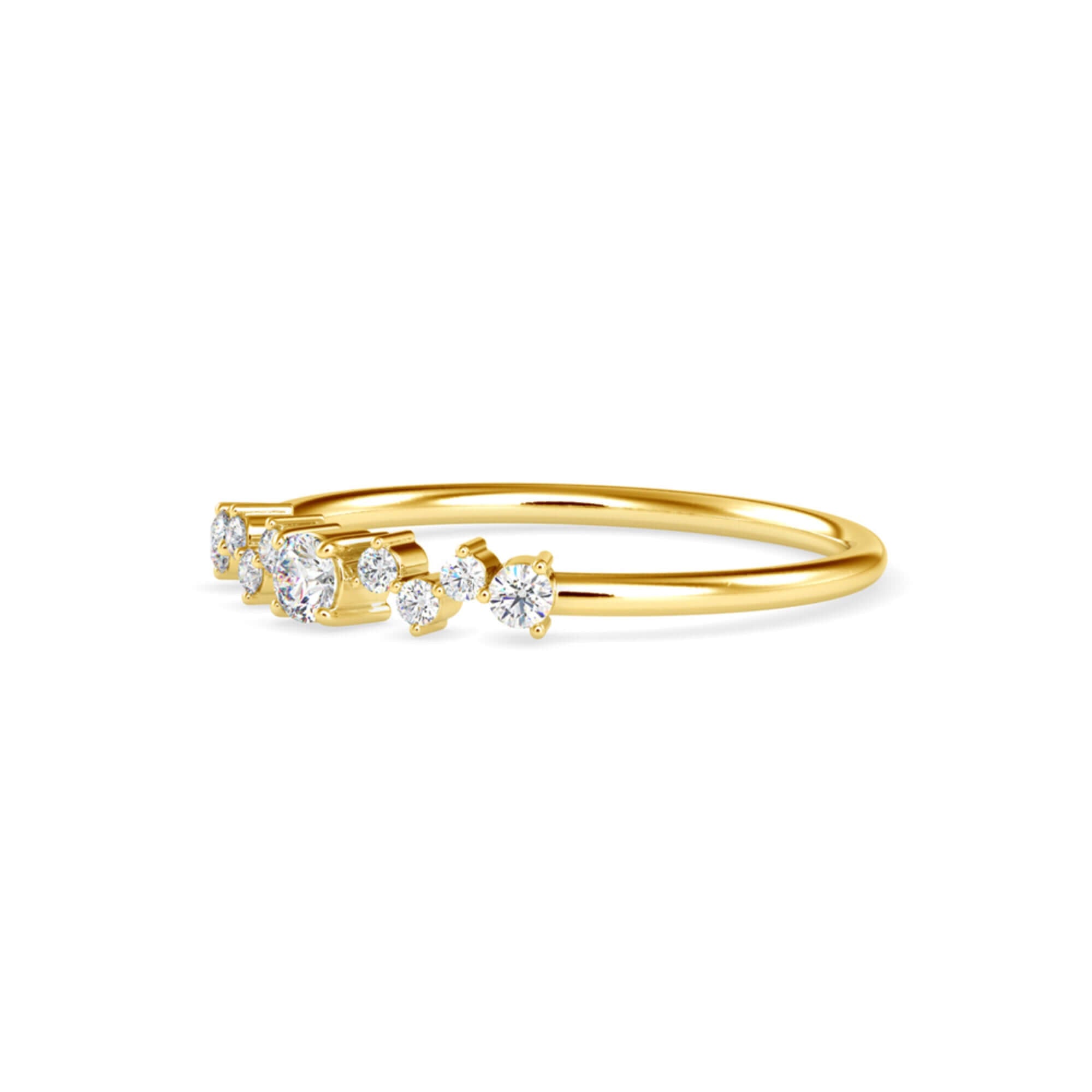 Round Brilliant Cut Lab-Grown Diamond Cluster Stackable Ring in Yellow Gold