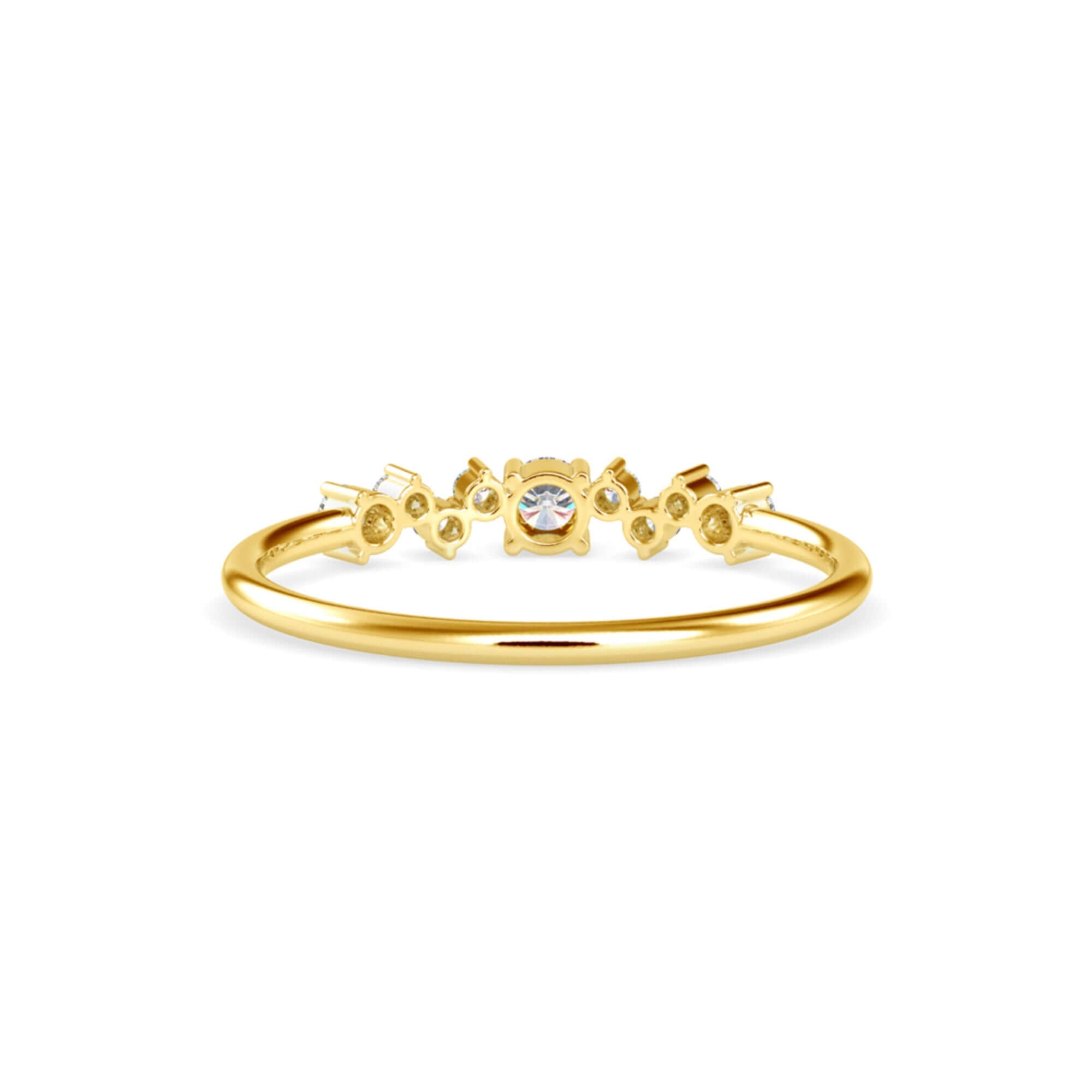 Round Brilliant Cut Lab-Grown Diamond Cluster Stackable Ring in Yellow Gold