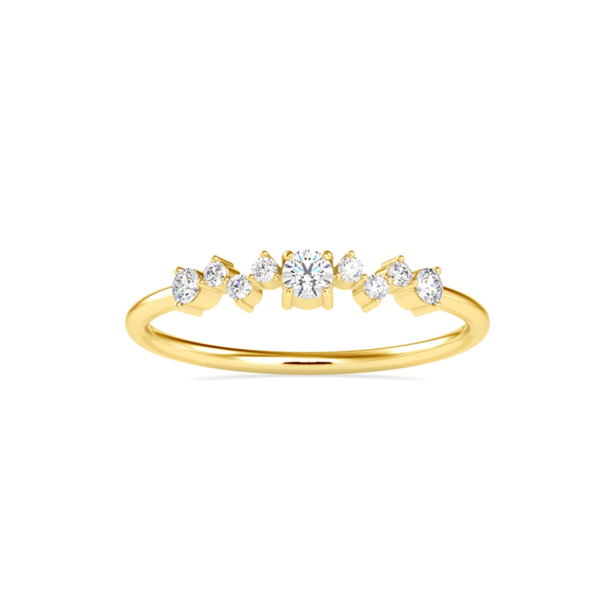 Round Brilliant Cut Lab-Grown Diamond Cluster Stackable Ring in Yellow Gold