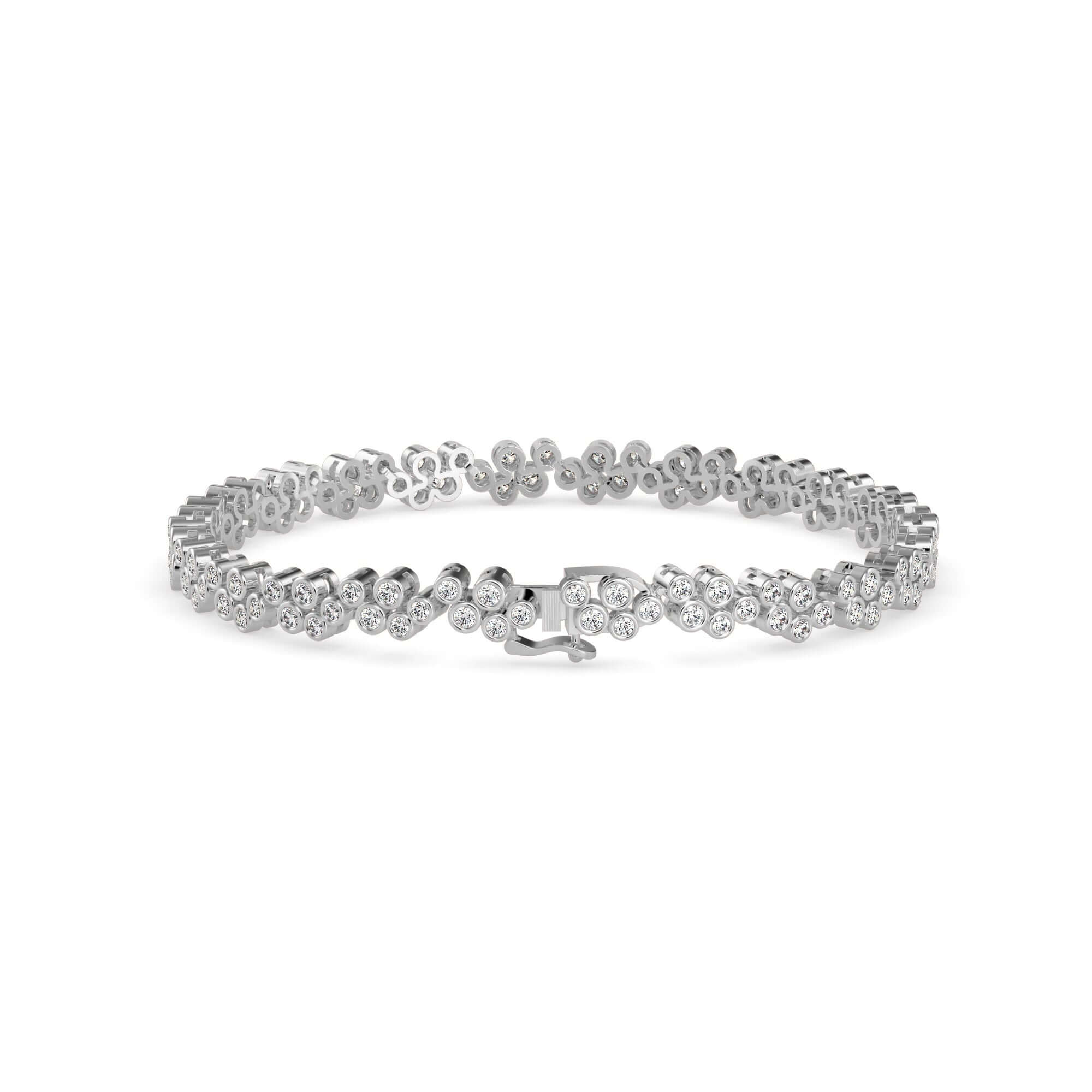 Round Brilliant Cut Lab-Grown Diamond Cluster Tennis Bracelet in White Gold