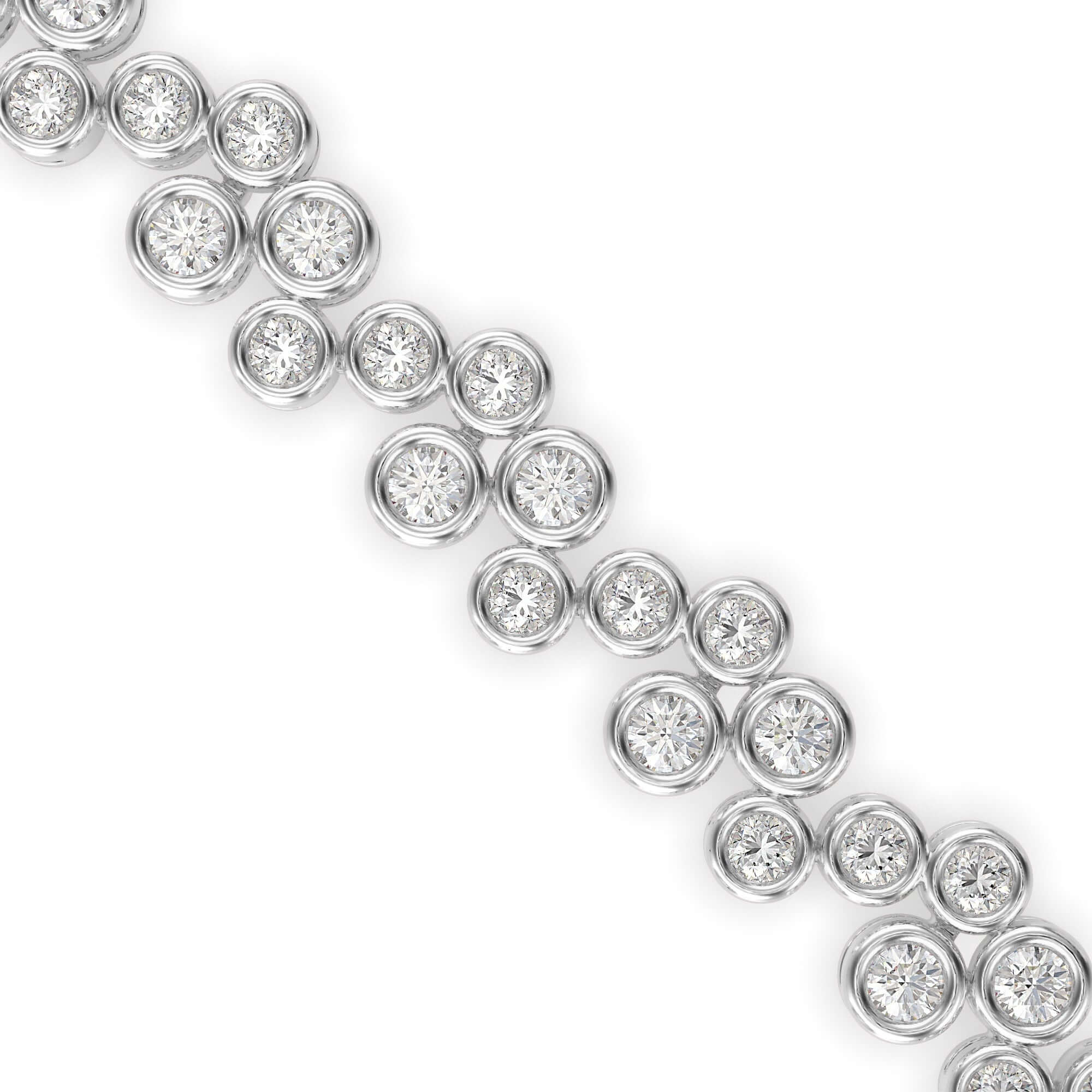 Round Brilliant Cut Lab-Grown Diamond Cluster Tennis Bracelet in White Gold