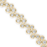 Round Brilliant Cut Lab-Grown Diamond Cluster Tennis Bracelet in Yellow Gold