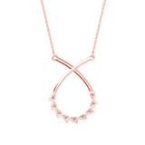 Round Brilliant Cut Lab-Grown Diamond Crossover Open Drop Pendant in Rose Gold
