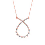 Round Brilliant Cut Lab-Grown Diamond Crossover Open Drop Pendant in Rose Gold