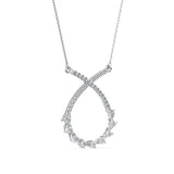 Round Brilliant Cut Lab-Grown Diamond Crossover Open Drop Pendant in White Gold
