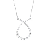 Round Brilliant Cut Lab-Grown Diamond Crossover Open Drop Pendant in White Gold