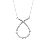 Round Brilliant Cut Lab-Grown Diamond Crossover Open Drop Pendant in White Gold