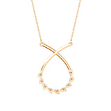 Round Brilliant Cut Lab-Grown Diamond Crossover Open Drop Pendant in Yellow Gold