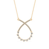 Round Brilliant Cut Lab-Grown Diamond Crossover Open Drop Pendant in Yellow Gold