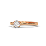 Round Brilliant Cut Lab-Grown Diamond Crossover Solitaire Engagement Ring in Rose Gold