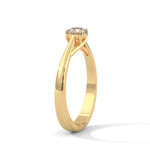 Round Brilliant Cut Lab-Grown Diamond Crossover Solitaire Engagement Ring in Yellow Gold