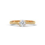 Round Brilliant Cut Lab-Grown Diamond Crossover Solitaire Engagement Ring in Yellow Gold