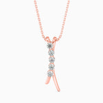 Round Brilliant Cut Lab-Grown Diamond Curved Pendant in Rose Gold