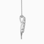 Round Brilliant Cut Lab-Grown Diamond Curved Pendant in White Gold