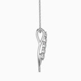 Round Brilliant Cut Lab-Grown Diamond Curved Pendant in White Gold