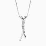 Round Brilliant Cut Lab-Grown Diamond Curved Pendant in White Gold
