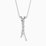 Round Brilliant Cut Lab-Grown Diamond Curved Pendant in White Gold