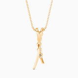 Round Brilliant Cut Lab-Grown Diamond Curved Pendant in Yellow Gold