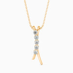 Round Brilliant Cut Lab-Grown Diamond Curved Pendant in Yellow Gold