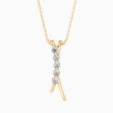 Round Brilliant Cut Lab-Grown Diamond Curved Pendant in Yellow Gold