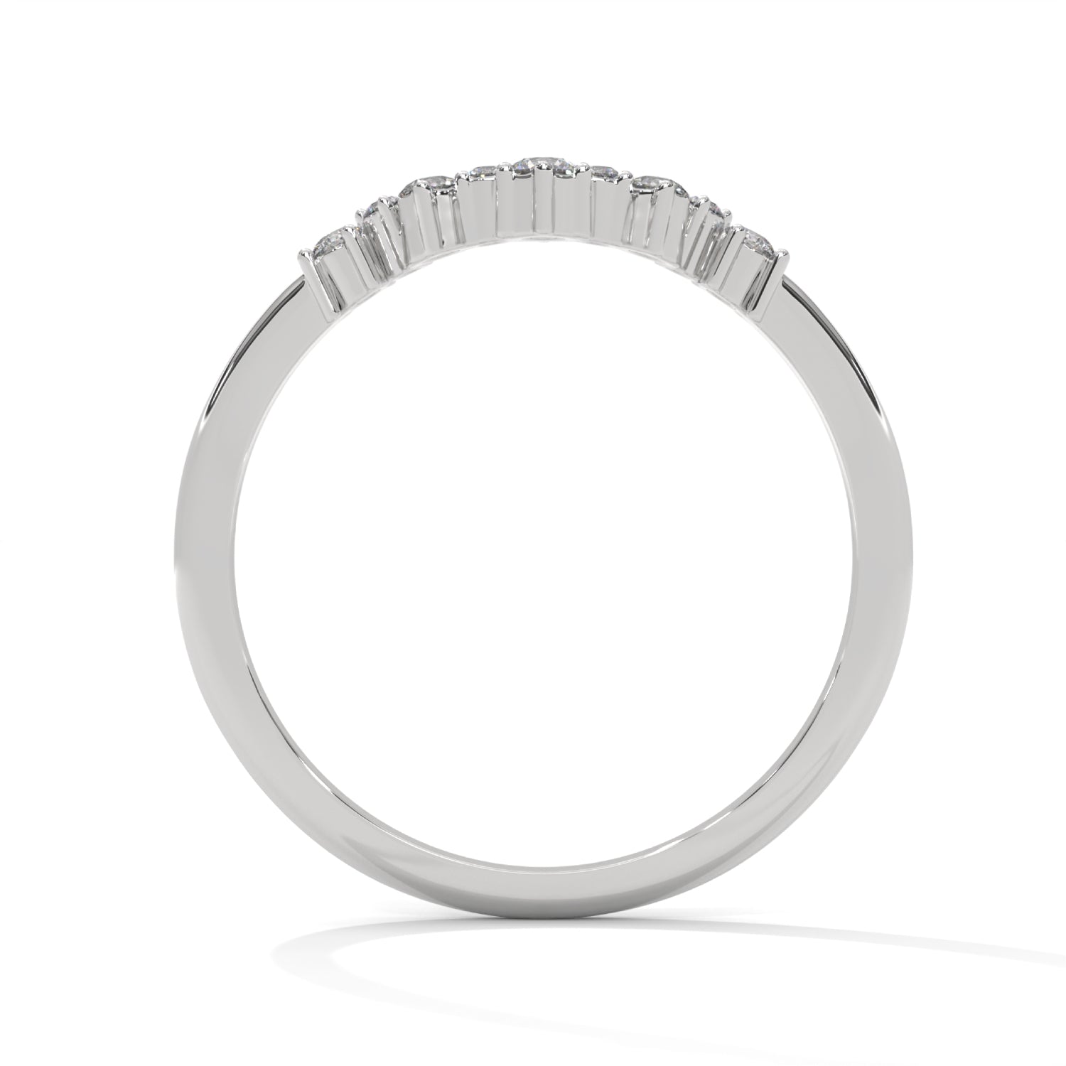 Round Brilliant Cut Lab-Grown Diamond Curved Wedding Ring in White Gold