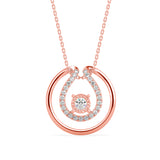 Round Brilliant Cut Lab-Grown Diamond Dancing Pendant in Rose Gold