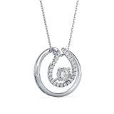 Round Brilliant Cut Lab-Grown Diamond Dancing Pendant in White Gold