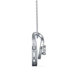 Round Brilliant Cut Lab-Grown Diamond Dancing Pendant in White Gold