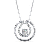 Round Brilliant Cut Lab-Grown Diamond Dancing Pendant in White Gold