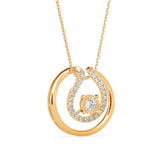 Round Brilliant Cut Lab-Grown Diamond Dancing Pendant in Yellow Gold
