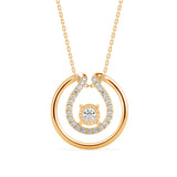 Round Brilliant Cut Lab-Grown Diamond Dancing Pendant in Yellow Gold