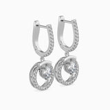 Round Brilliant Cut Lab-Grown Diamond Dangle Drop Earrings in White Gold