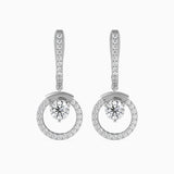 Round Brilliant Cut Lab-Grown Diamond Dangle Drop Earrings in White Gold