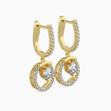 Round Brilliant Cut Lab-Grown Diamond Dangle Drop Earrings in Yellow Gold