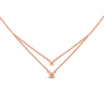 Round Brilliant Cut Lab-Grown Diamond Double Layer Necklace in Rose Gold