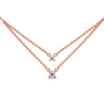Round Brilliant Cut Lab-Grown Diamond Double Layer Necklace in Rose Gold