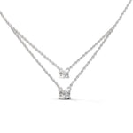 Round Brilliant Cut Lab-Grown Diamond Double Layer Necklace in White Gold