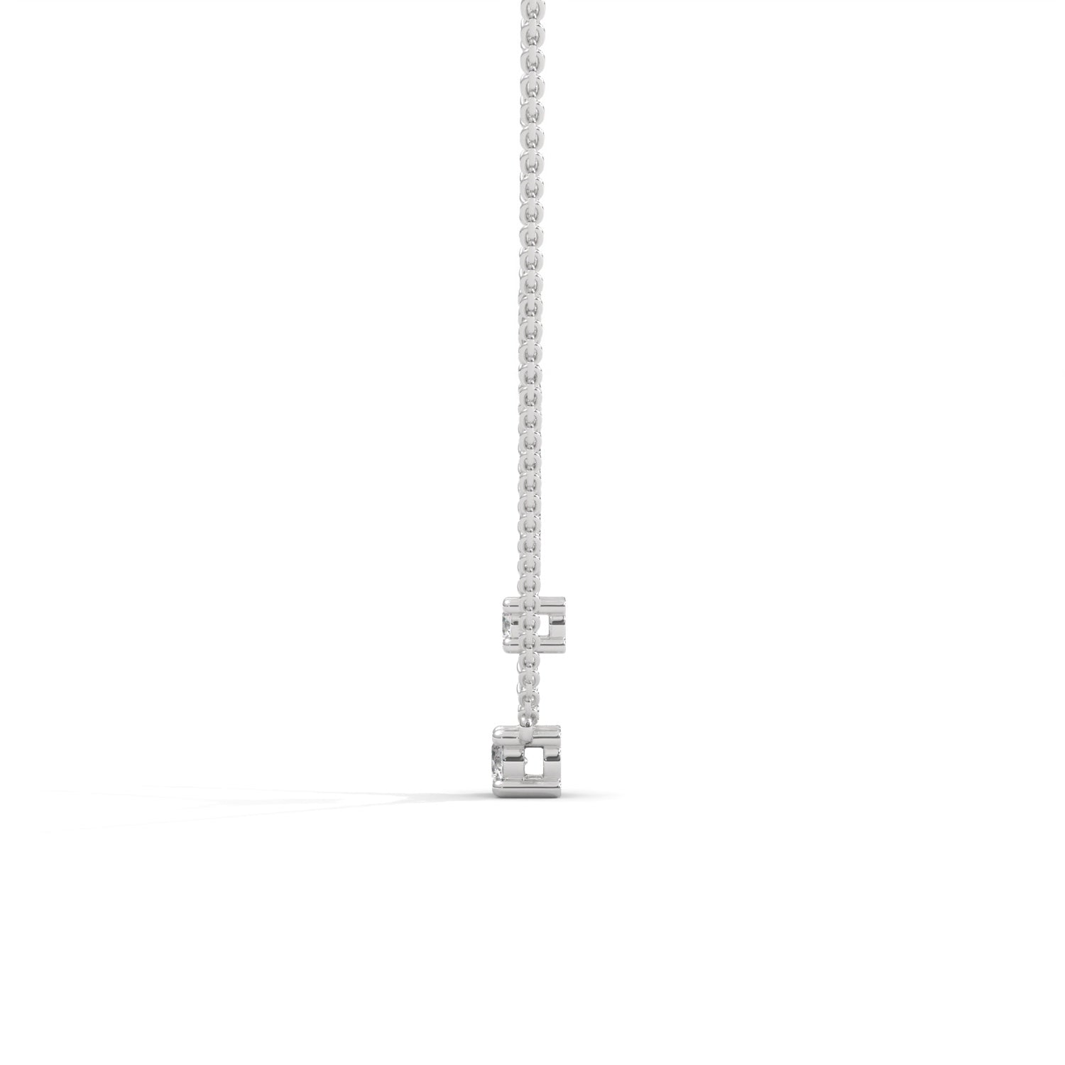 Round Brilliant Cut Lab-Grown Diamond Double Layer Necklace in White Gold