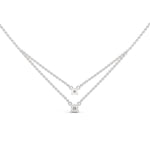 Round Brilliant Cut Lab-Grown Diamond Double Layer Necklace in White Gold