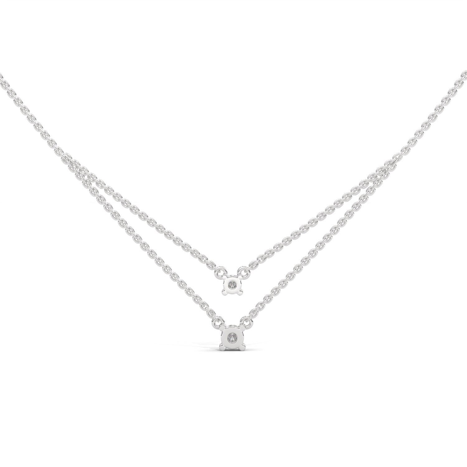 Round Brilliant Cut Lab-Grown Diamond Double Layer Necklace in White Gold