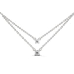 Round Brilliant Cut Lab-Grown Diamond Double Layer Necklace in White Gold
