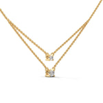 Round Brilliant Cut Lab-Grown Diamond Double Layer Necklace in Yellow Gold