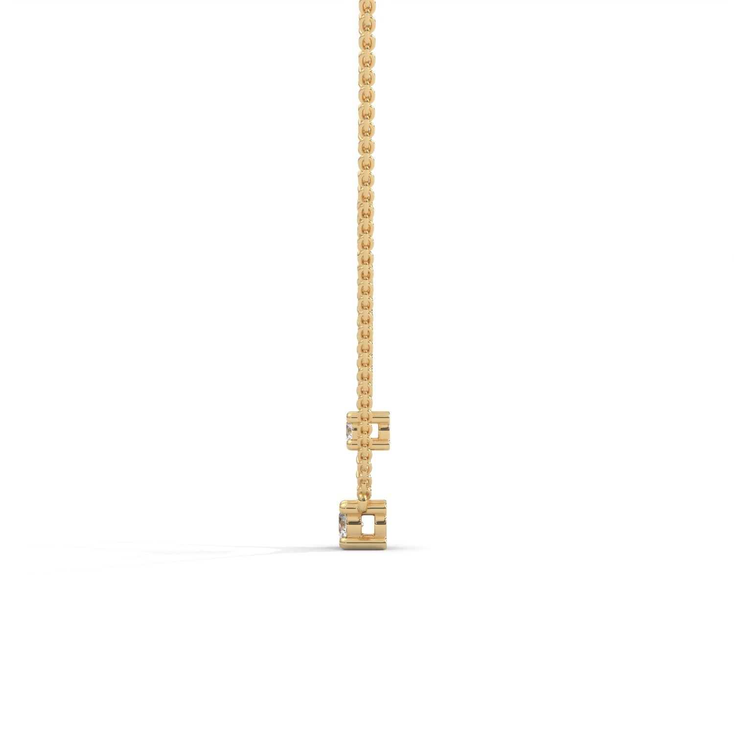 Round Brilliant Cut Lab-Grown Diamond Double Layer Necklace in Yellow Gold