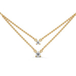 Round Brilliant Cut Lab-Grown Diamond Double Layer Necklace in Yellow Gold