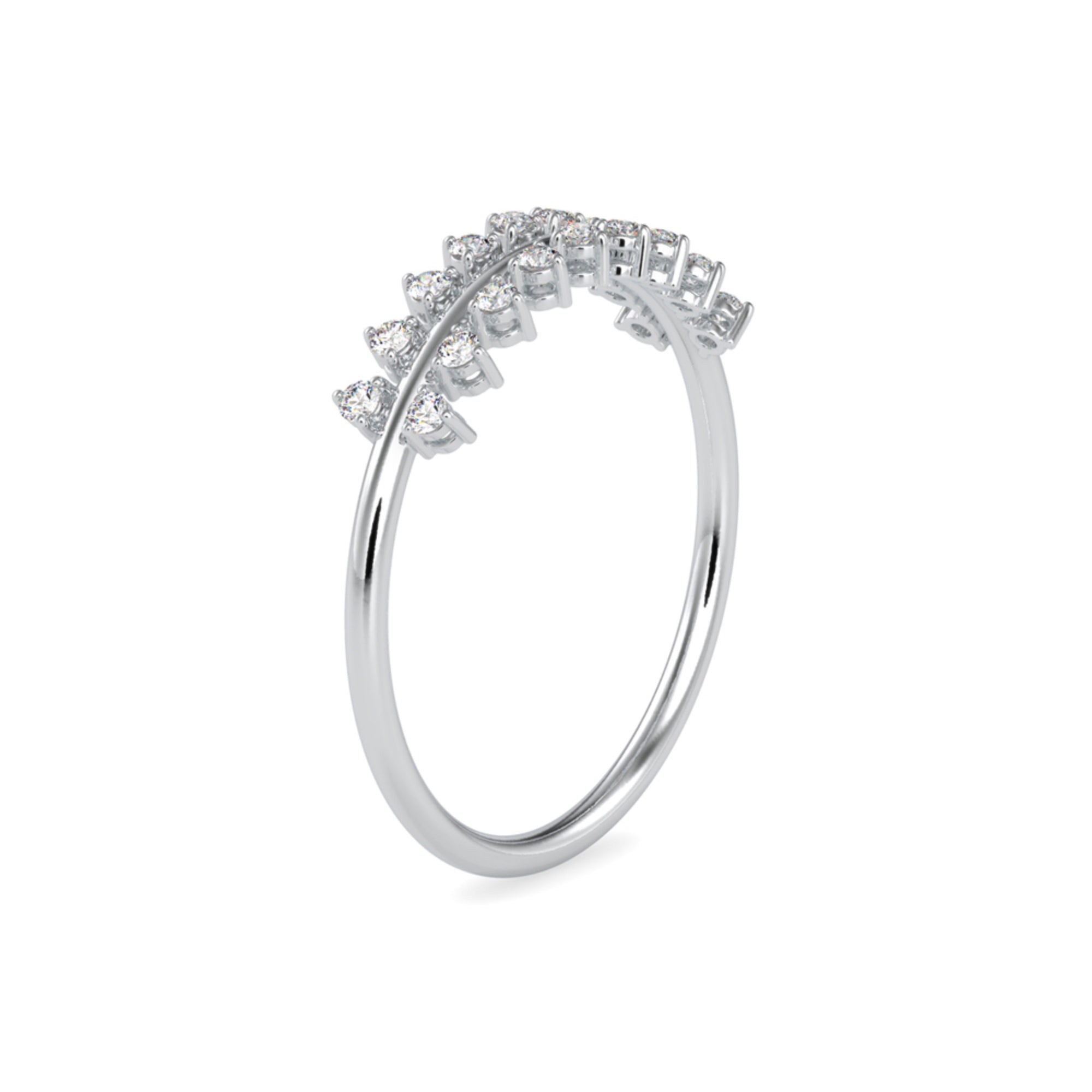 Round Brilliant Cut Lab-Grown Diamond Double Row Stackable Ring in White Gold